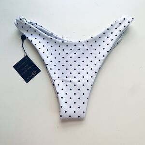 Skatie Swim Bottoms Large White Black Polka Dot High Rise Bikini Sustainable NEW